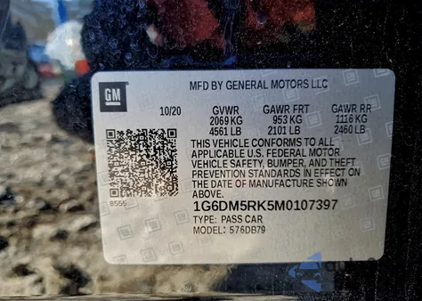 2021 Cadillac Ct5 Luxury z USA, uszkodzony, nr VIN 1G6DM5RK5M0107397